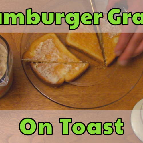 Hamburger gravy on buttered toast